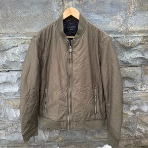 ALLSAINTS Bomber Jacket Olive Green Size M Zip Up Withrow